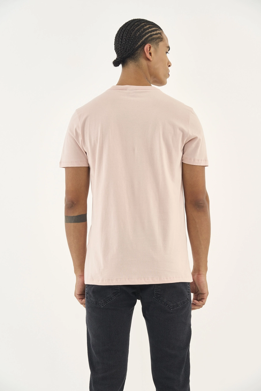 Camiseta Slim Gola V Rosa