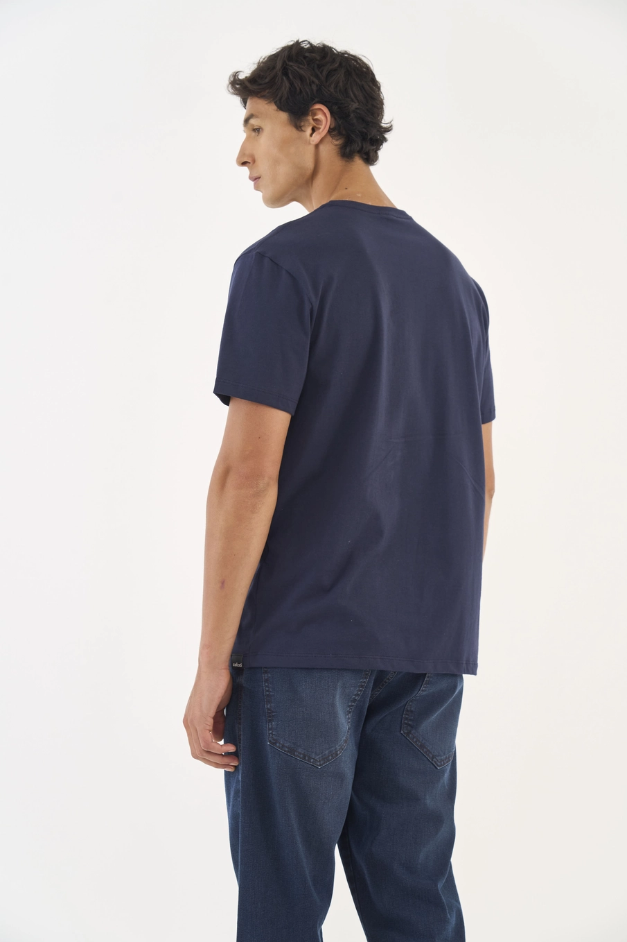 Camiseta Comfort Com Bolso Azul