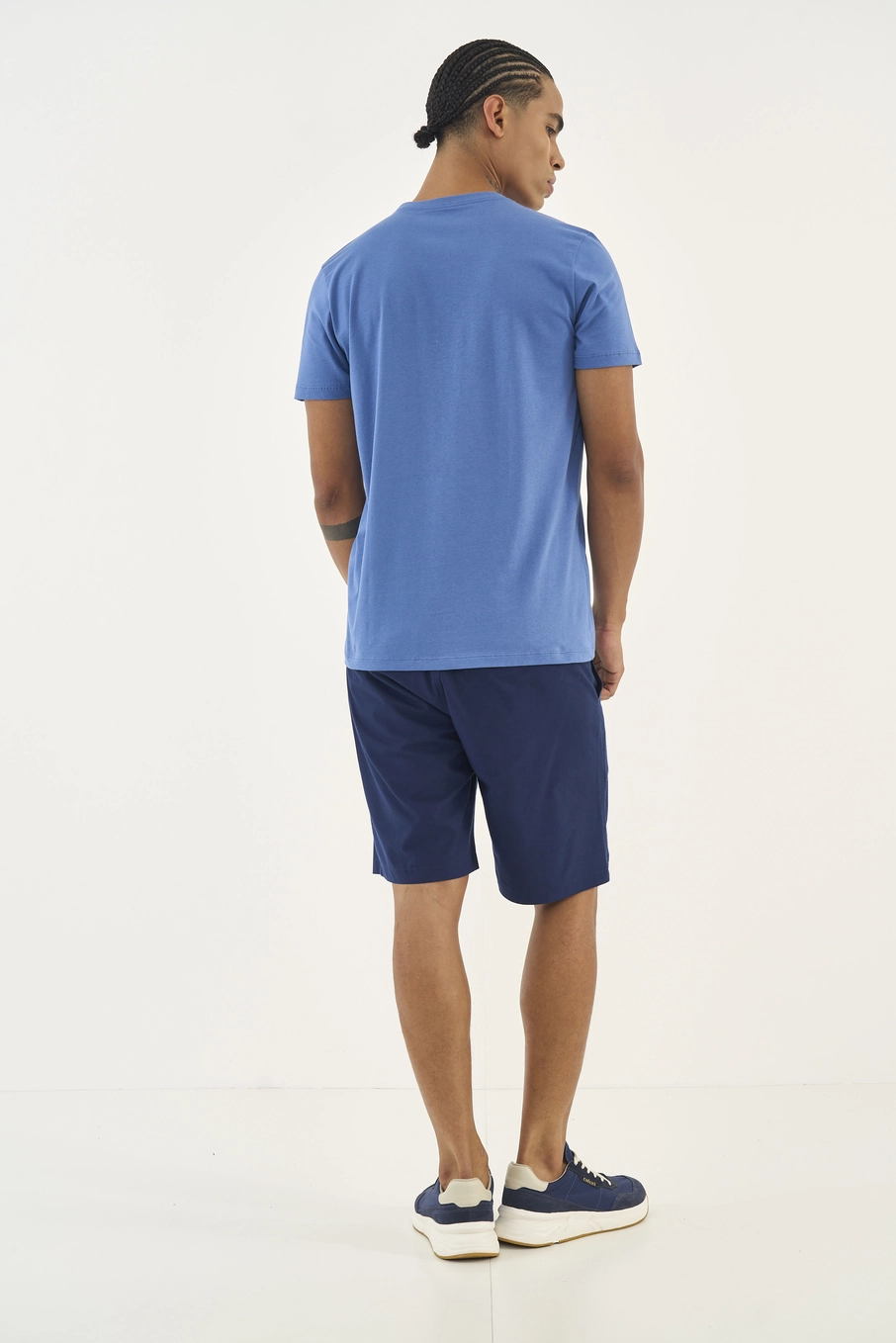 Camiseta Slim Manga Curta Azul