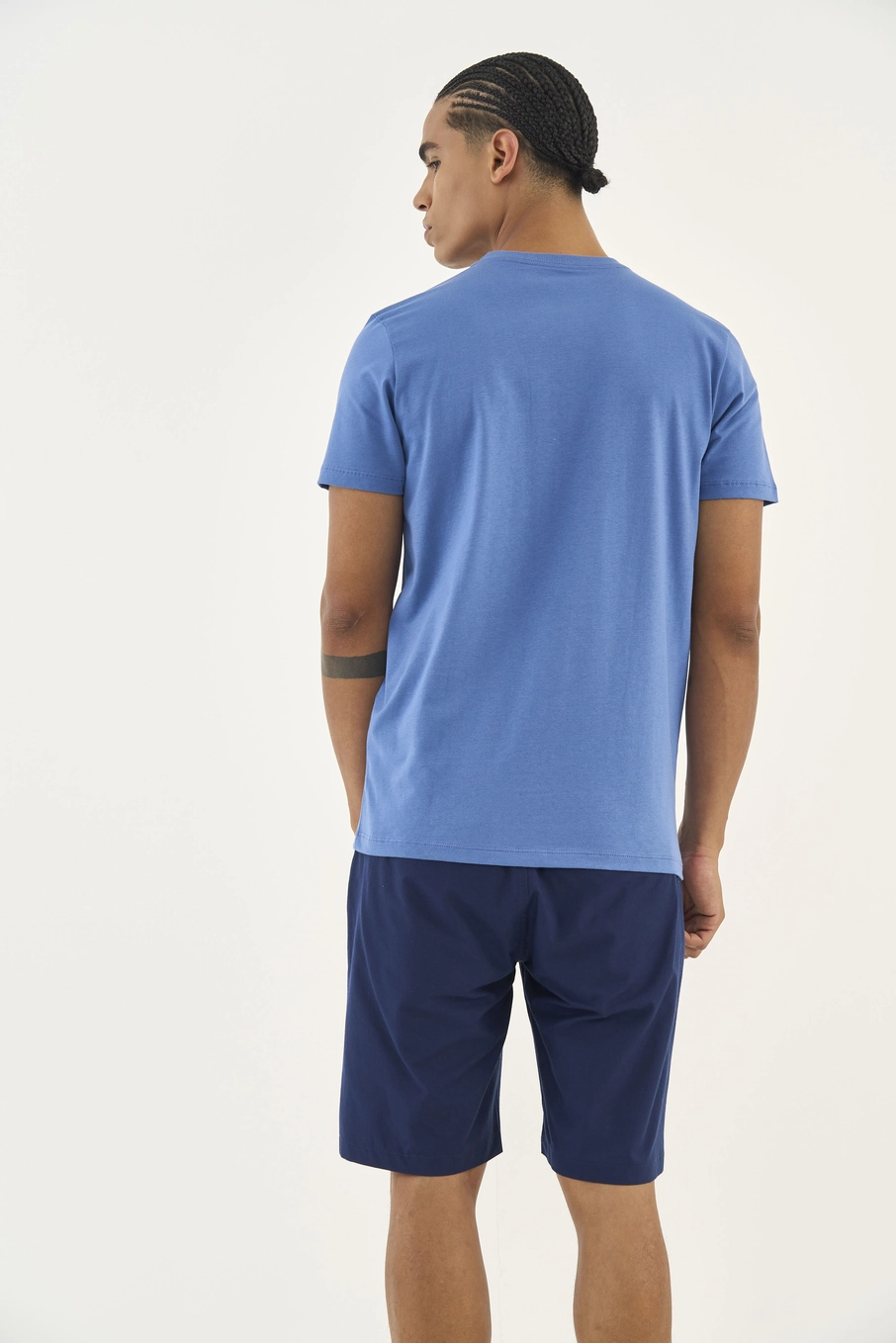 Camiseta Slim Manga Curta Azul