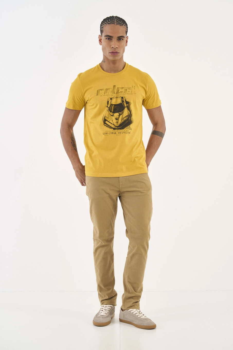 Camiseta Slim Estampada Amarelo