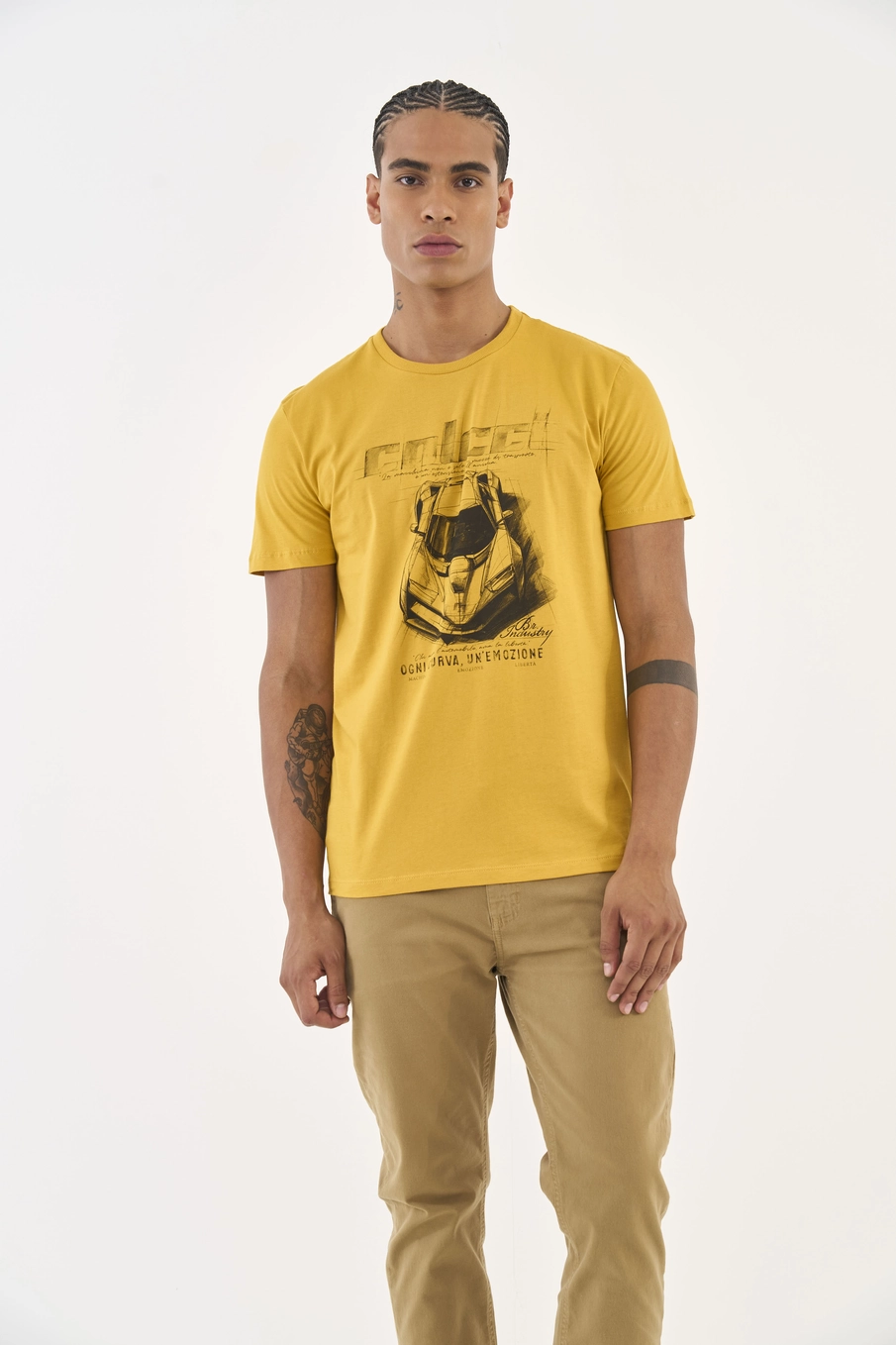 Camiseta Slim Estampada Amarelo