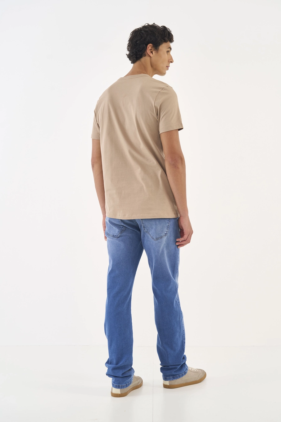 Camiseta Slim Estampa Roma Bege