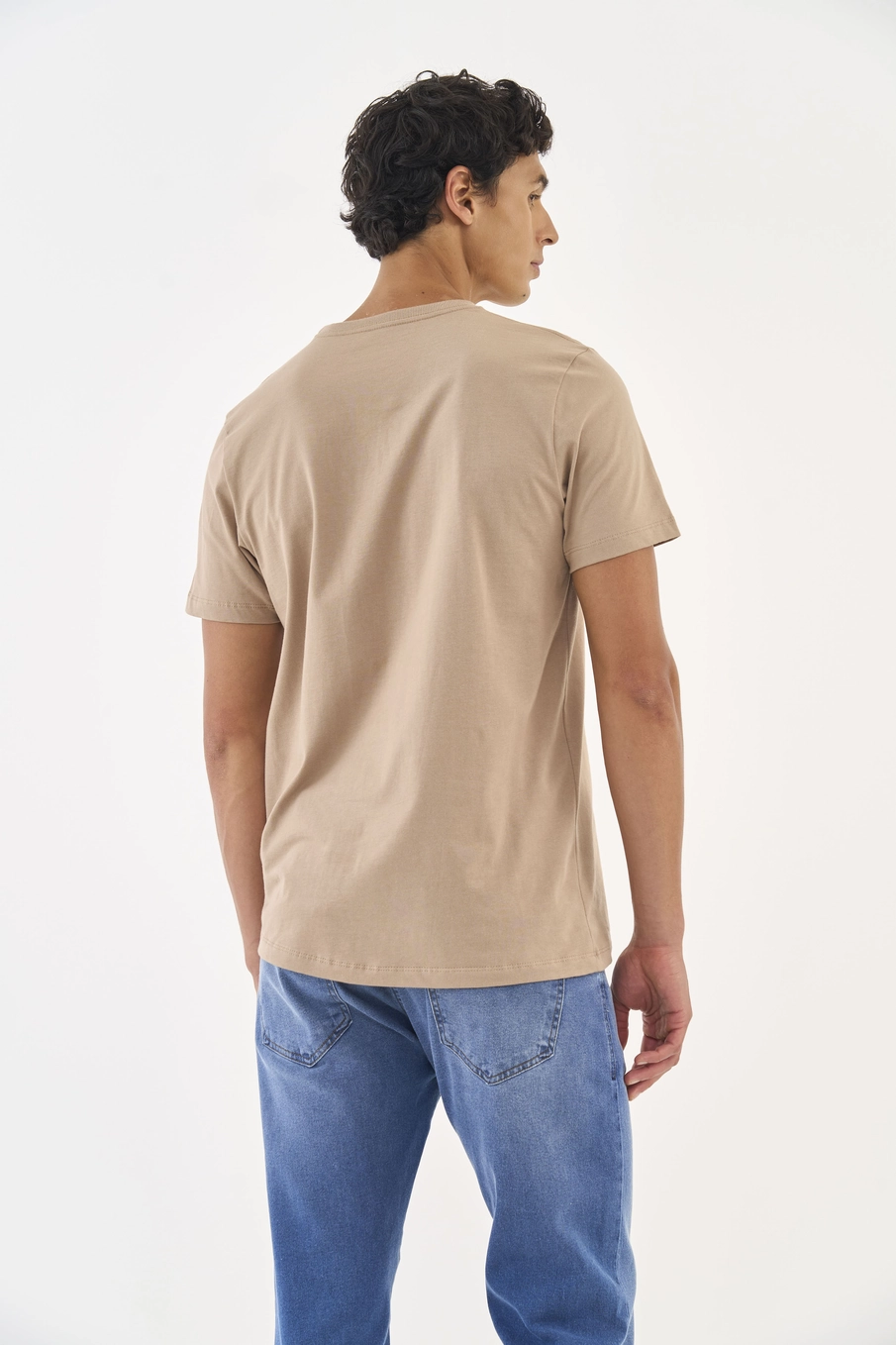 Camiseta Slim Estampa Roma Bege