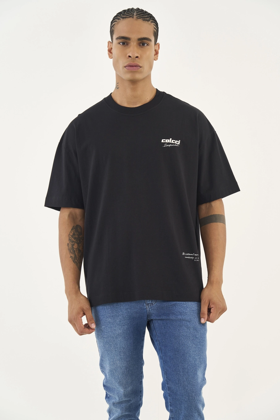 Camiseta Over Com Detalhe Em Logo Estampada Preto