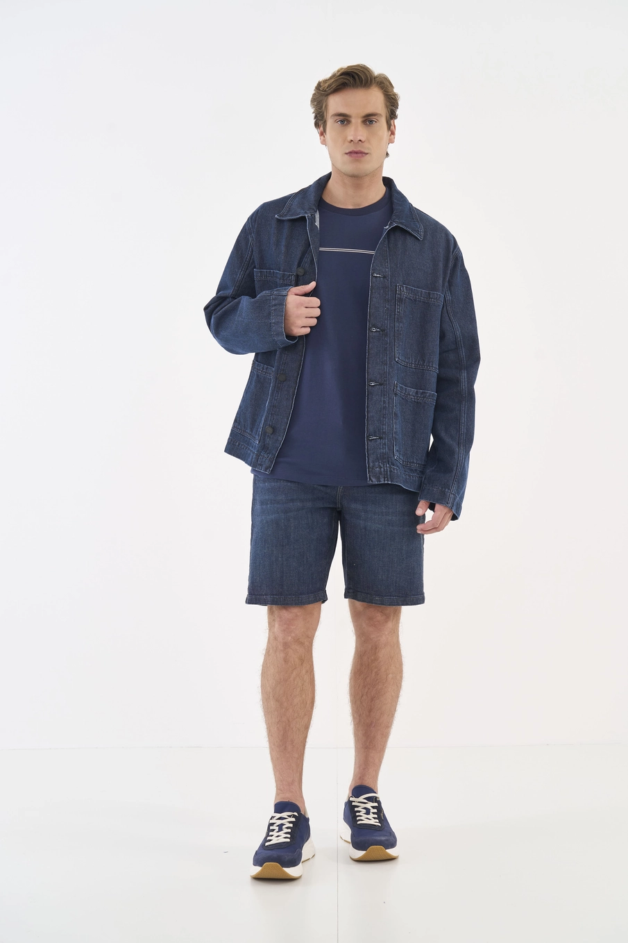 Camiseta Slim Com Detalhe Em Estampa Azul