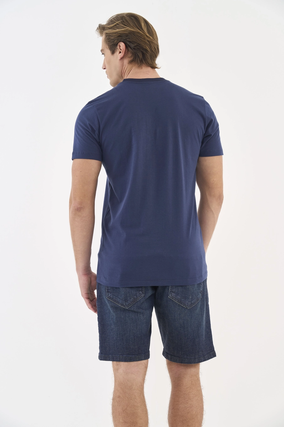 Camiseta Slim Com Detalhe Em Estampa Azul