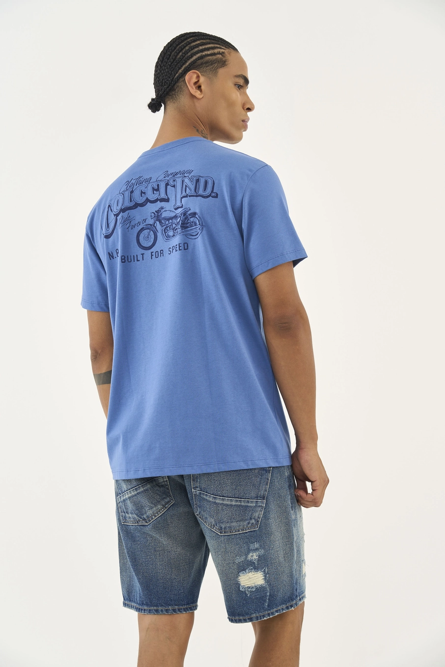 Camiseta Comfort Estampa Costas Azul