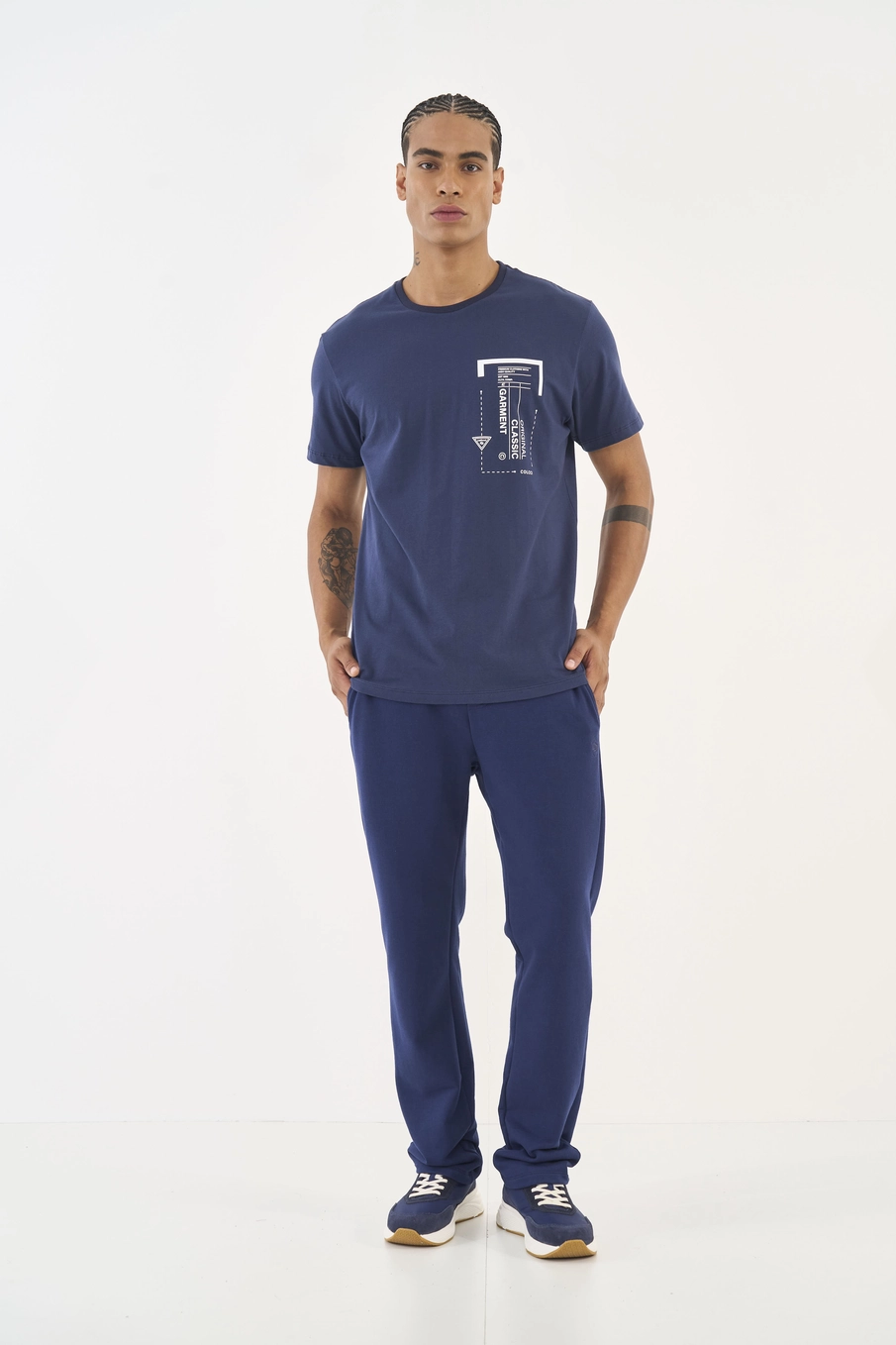 Camiseta Slim Com Estampa Azul