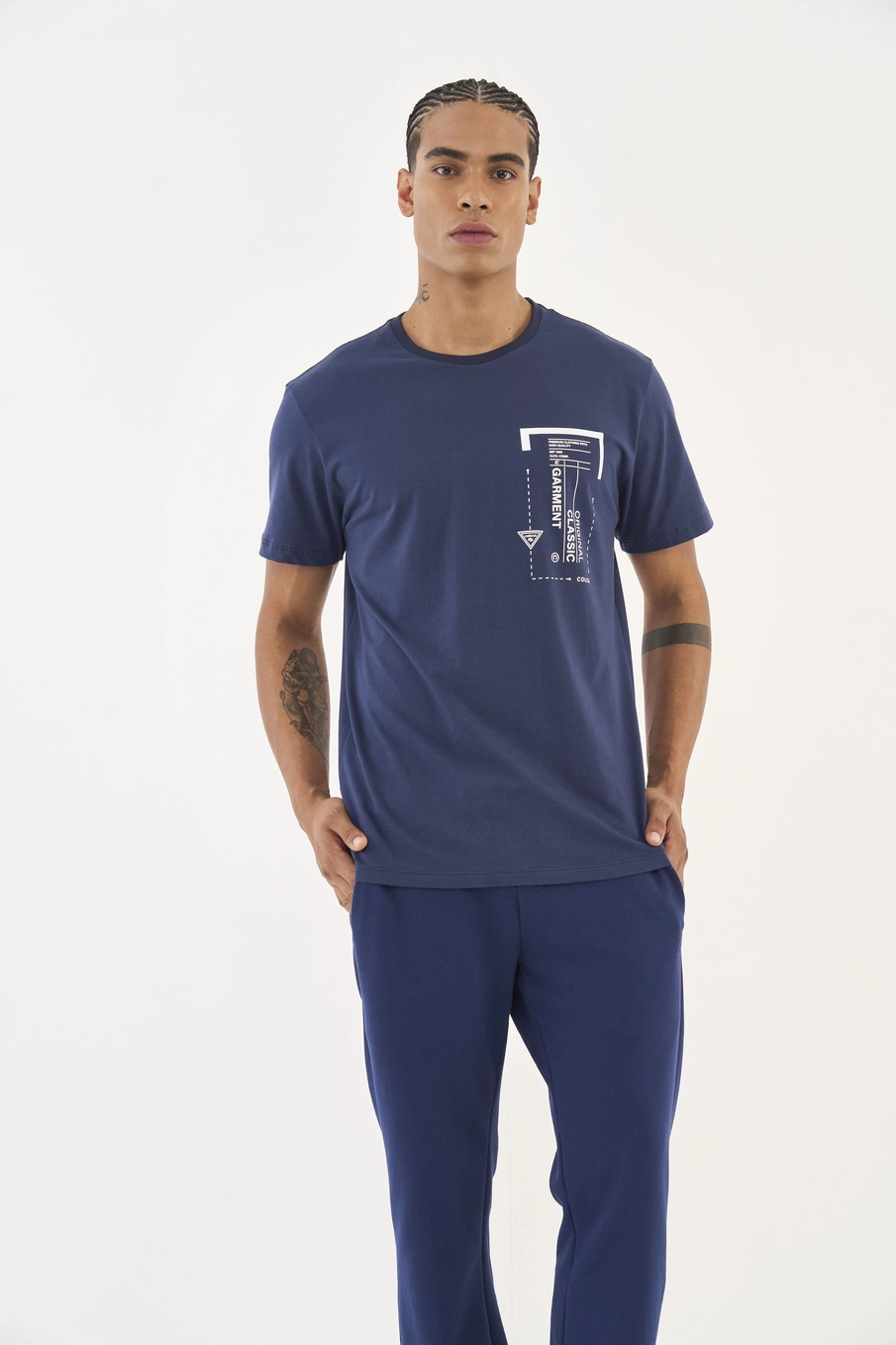 Camiseta Slim Com Estampa Azul