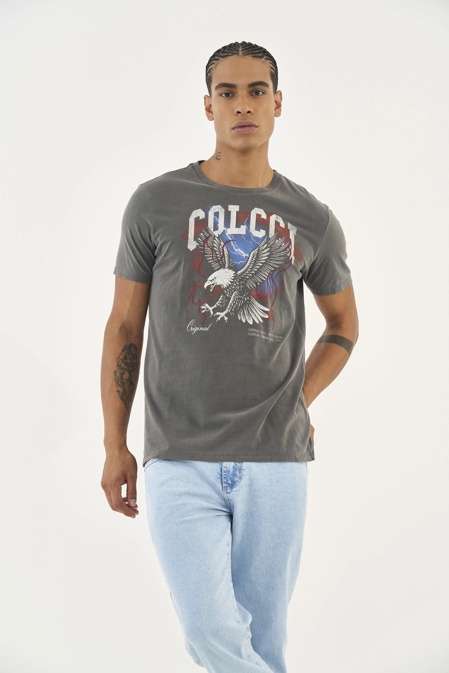 Camiseta Slim Com Estampa Preto