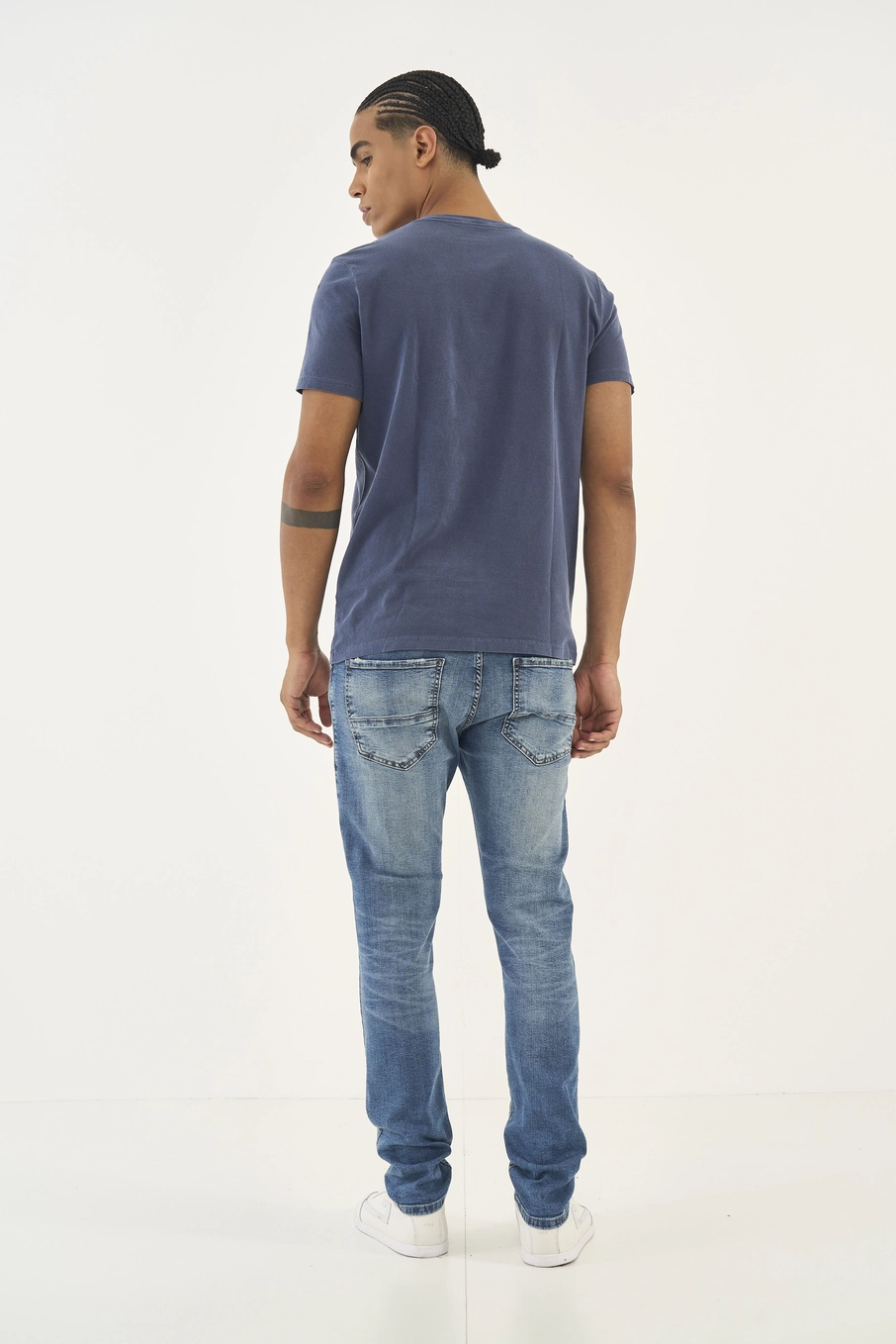 Camiseta Slim Com Estampa Azul