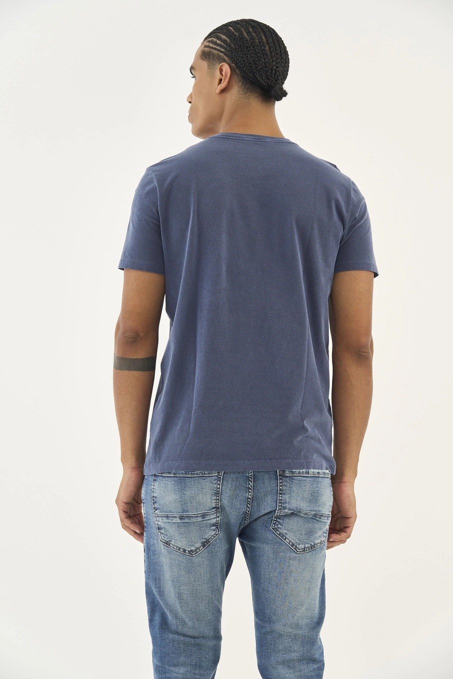 Camiseta Slim Com Estampa Azul
