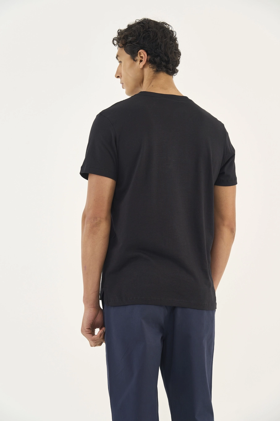 Camiseta Masculina Slim Com Linho Preto