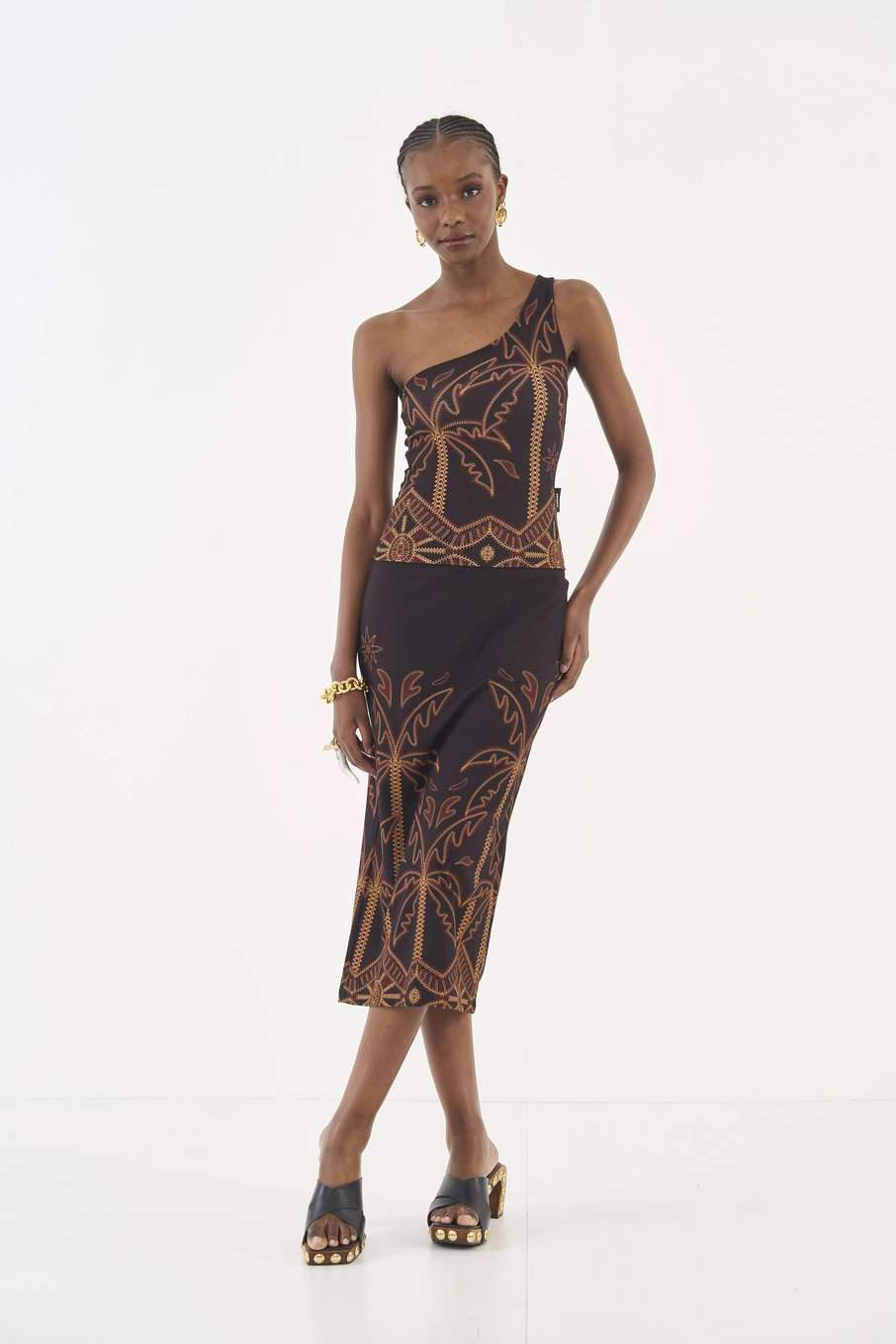 Blusa Slim Estampada Uma Alça Estampados