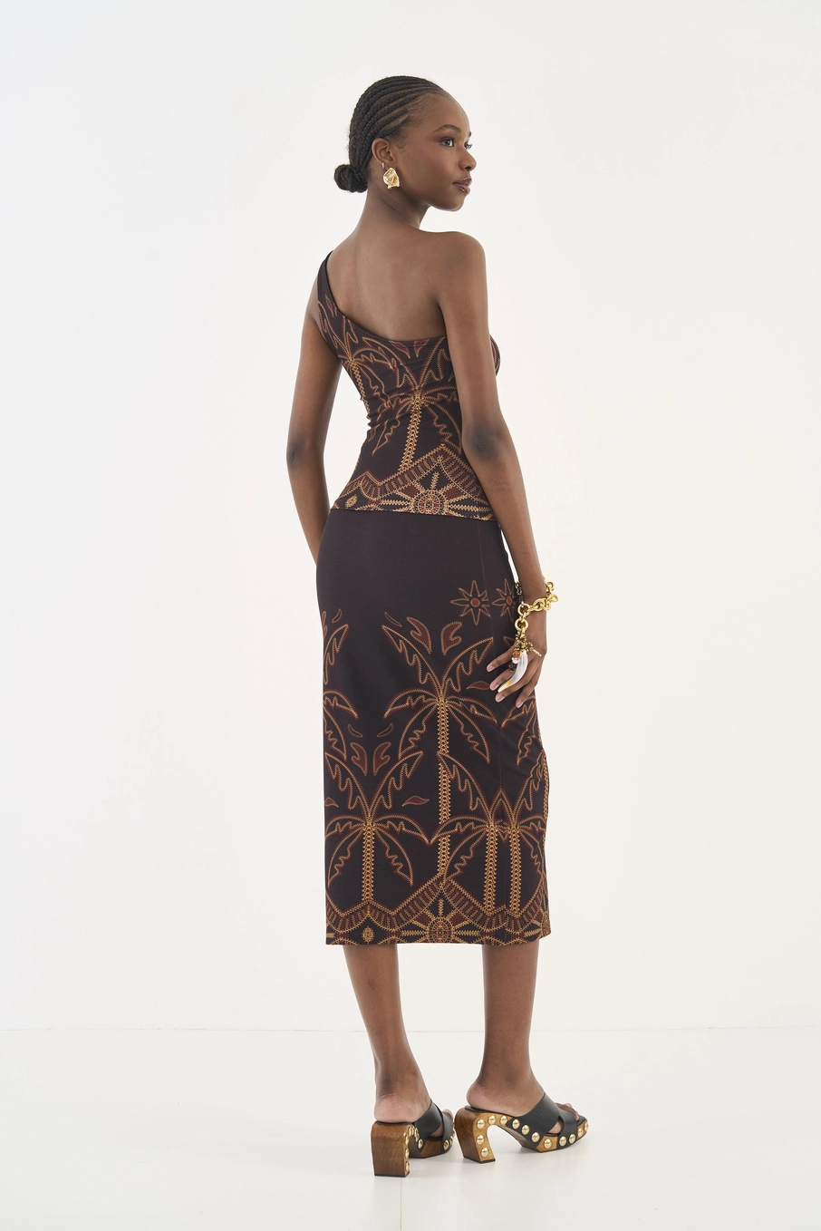 Blusa Slim Estampada Uma Alça Estampados