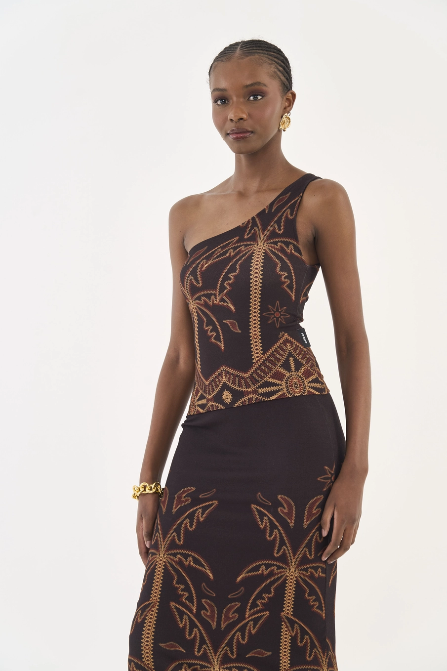 Blusa Slim Estampada Uma Alça Estampados