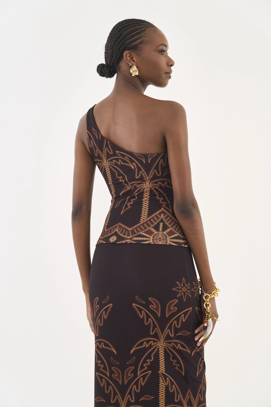 Blusa Slim Estampada Uma Alça Estampados