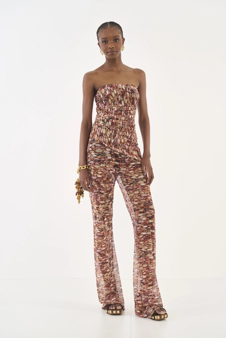 Blusa Slim Tomara Que Caia Estampada Em Tule