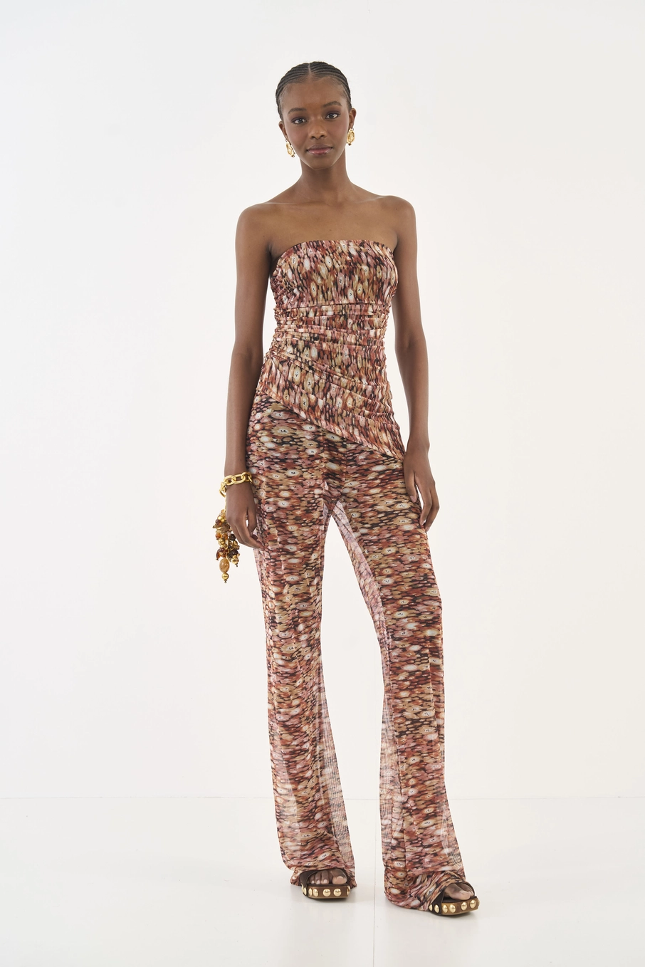 Blusa Slim Tomara Que Caia Estampada Em Tule Estampados