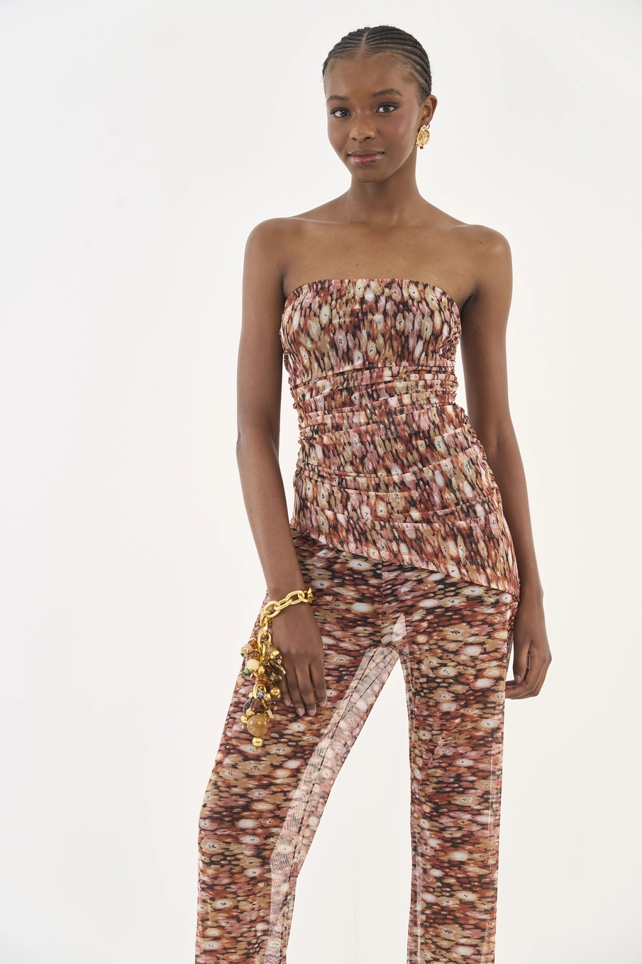 Blusa Slim Tomara Que Caia Estampada Em Tule Estampados