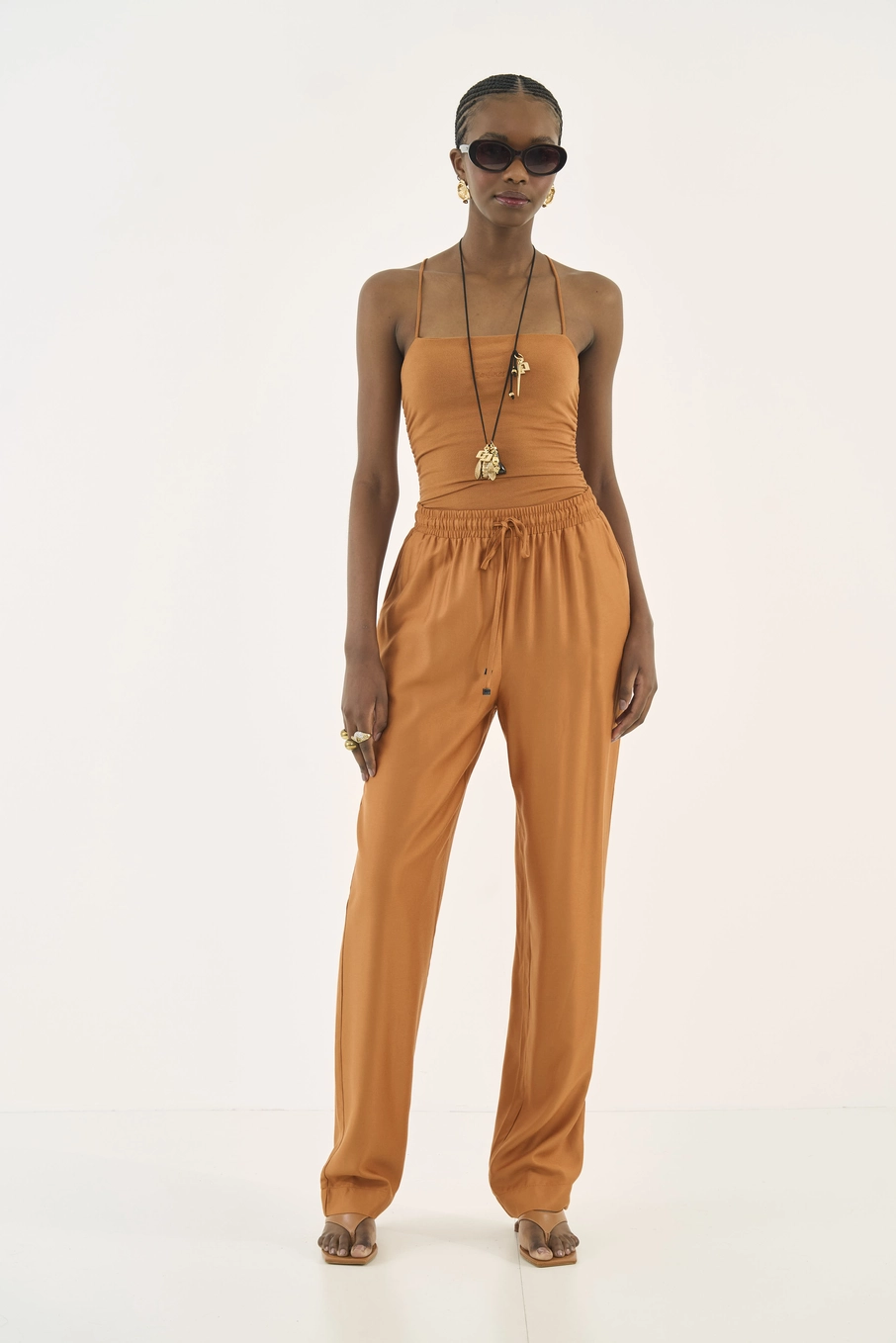 Blusa Slim Com Franzido Bege