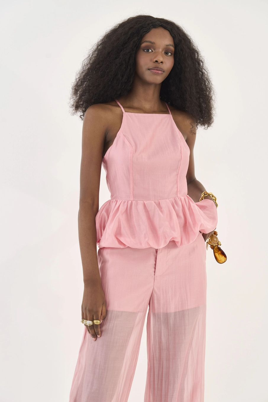 Blusa Comfort Balonê Em Liocel Rosa
