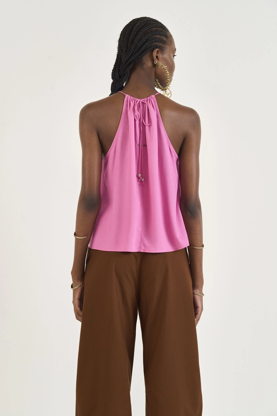 Blusa Solta Comfort Com Franzido Rosa
