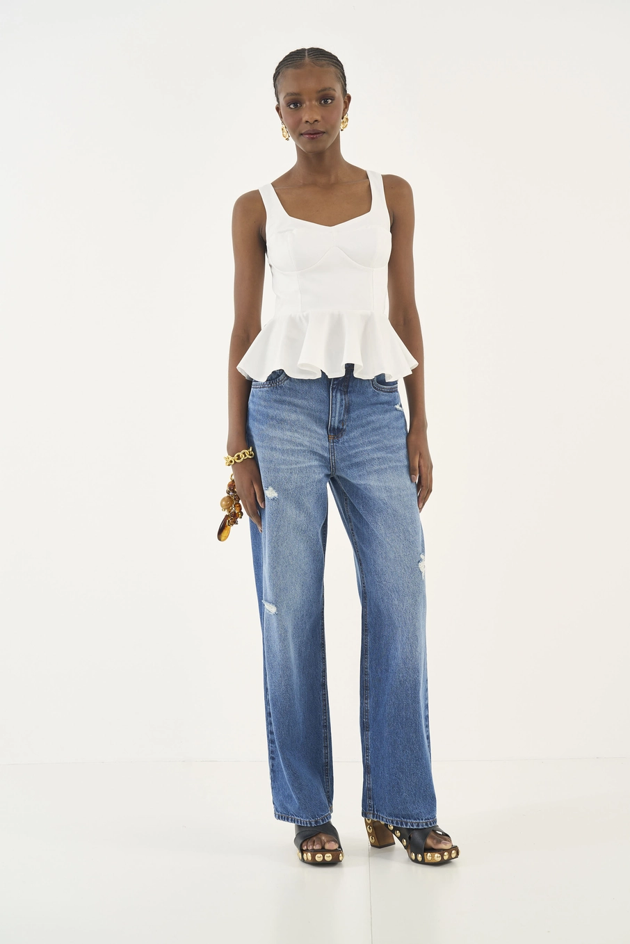 Blusa Slim Ajustada Godê Off Shell