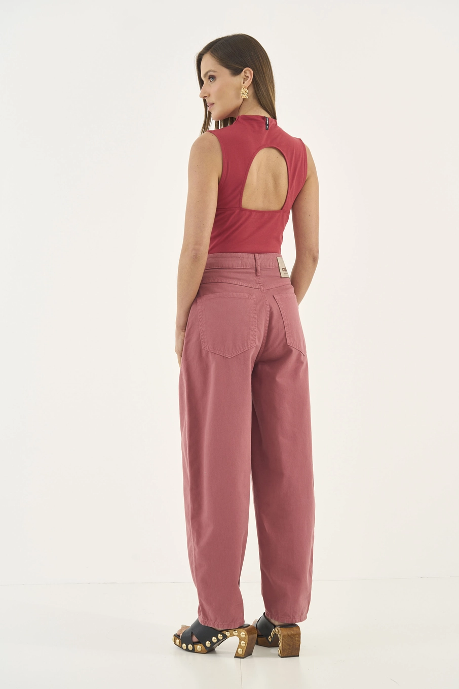 Blusa Slim Com Franzido E Abertura Nas Costas Vermelho