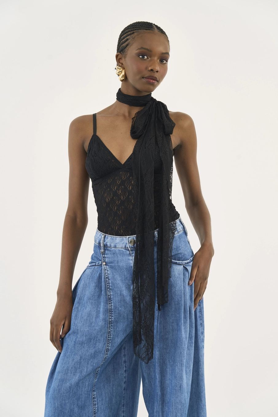 Blusa Slim Em Renda Preto