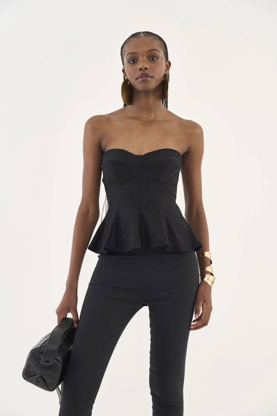 Blusa Slim Tomara Que Caia Peplum Preto