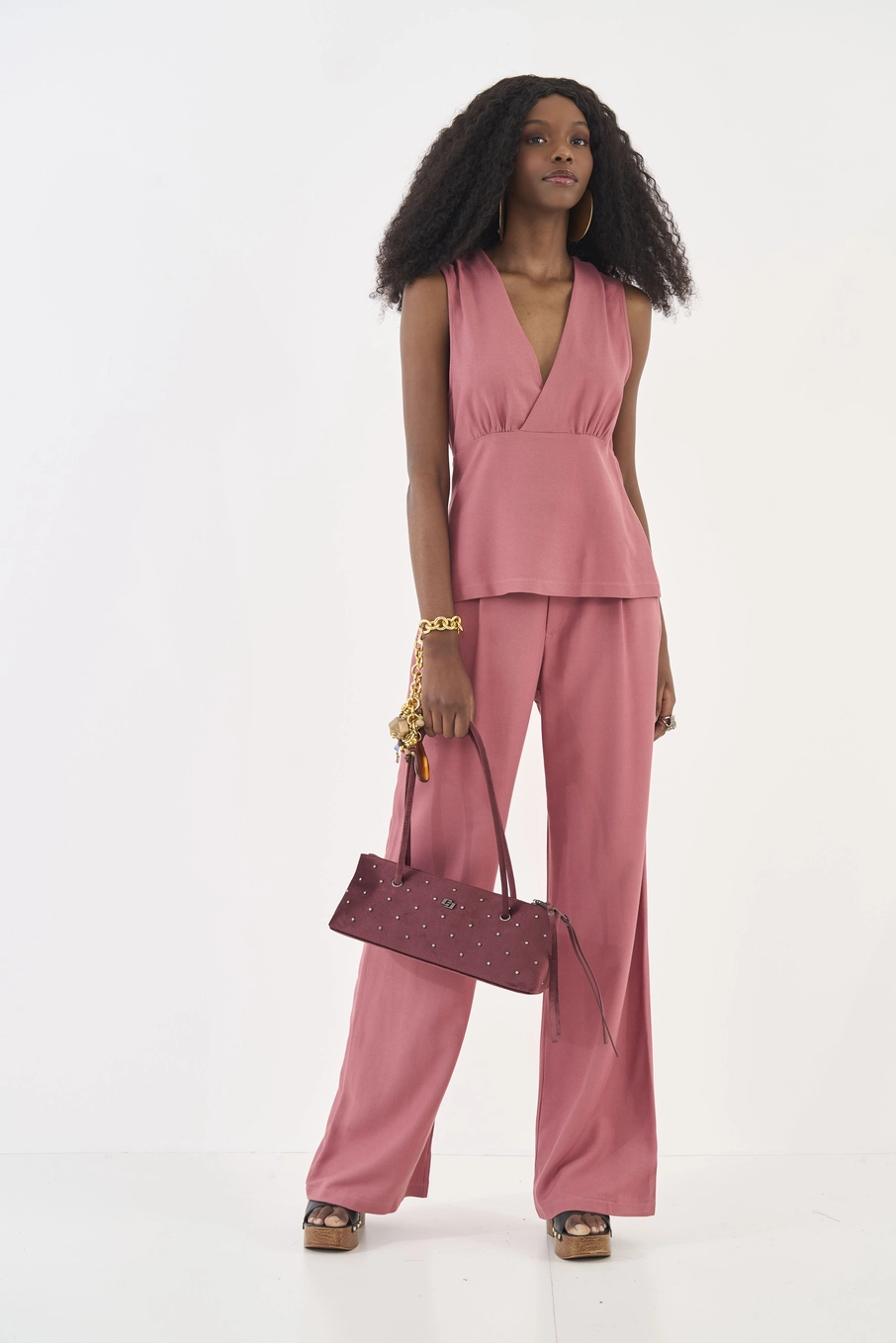 Blusa Comfort Com Decote Em Transpasse Rosa