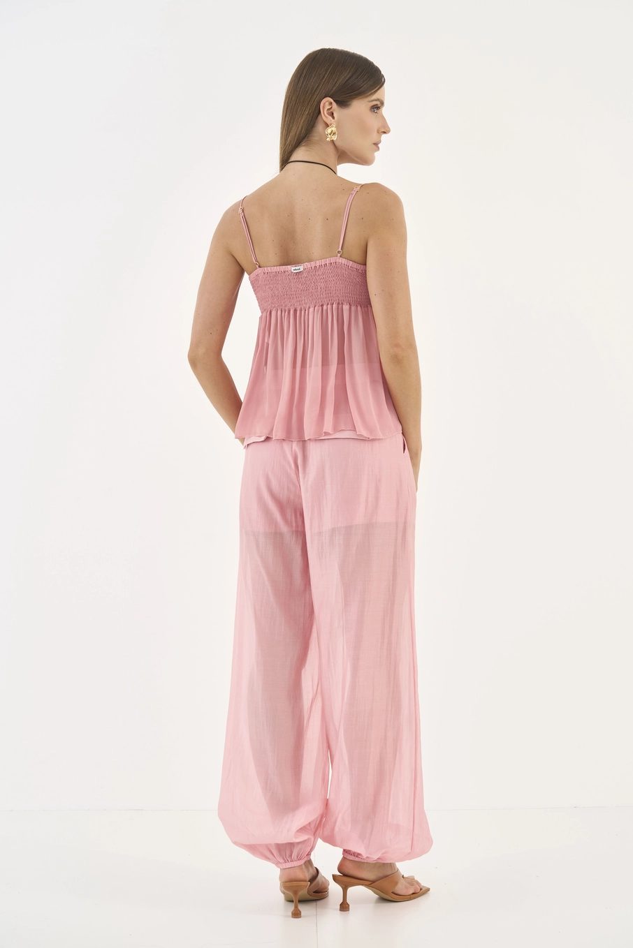Blusa Solta Com Elástico Nas Costas Rosa