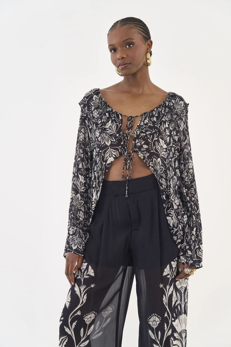Blusa Mullet Estampada Manga Longa