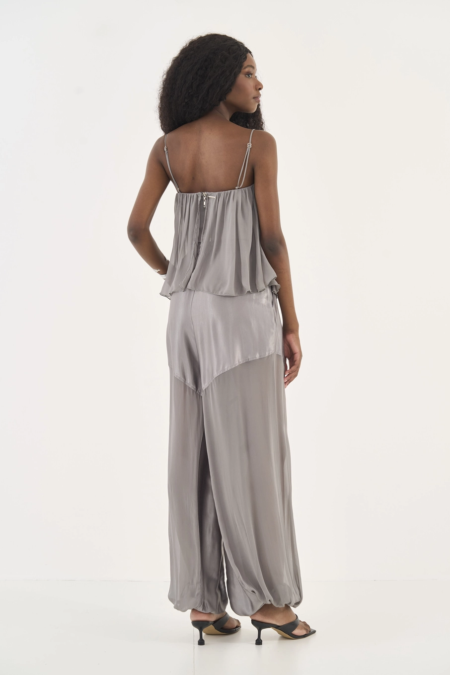 Blusa Chiffon Decote Coração Cinza