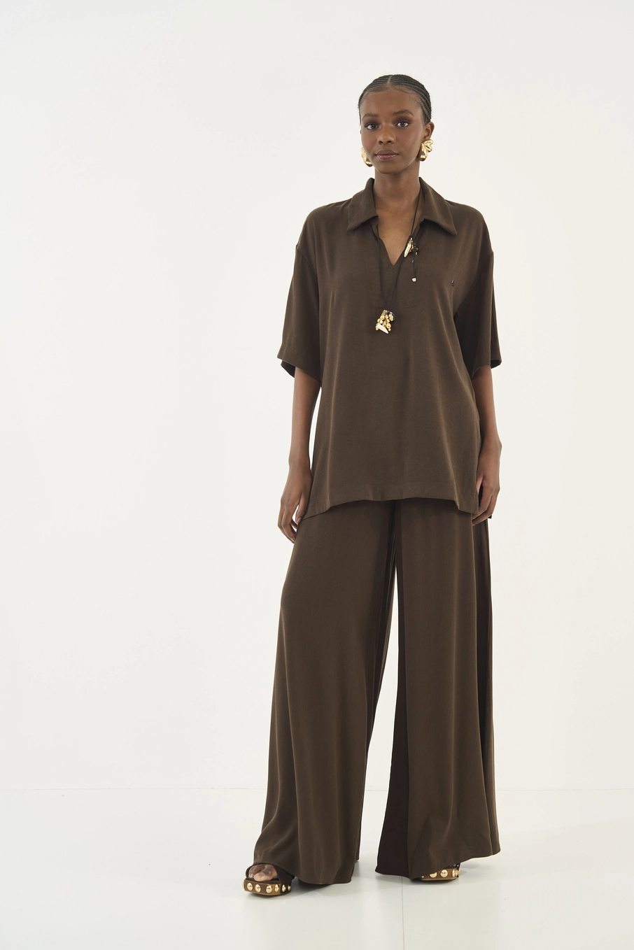 Blusa Over Comfort Marrom