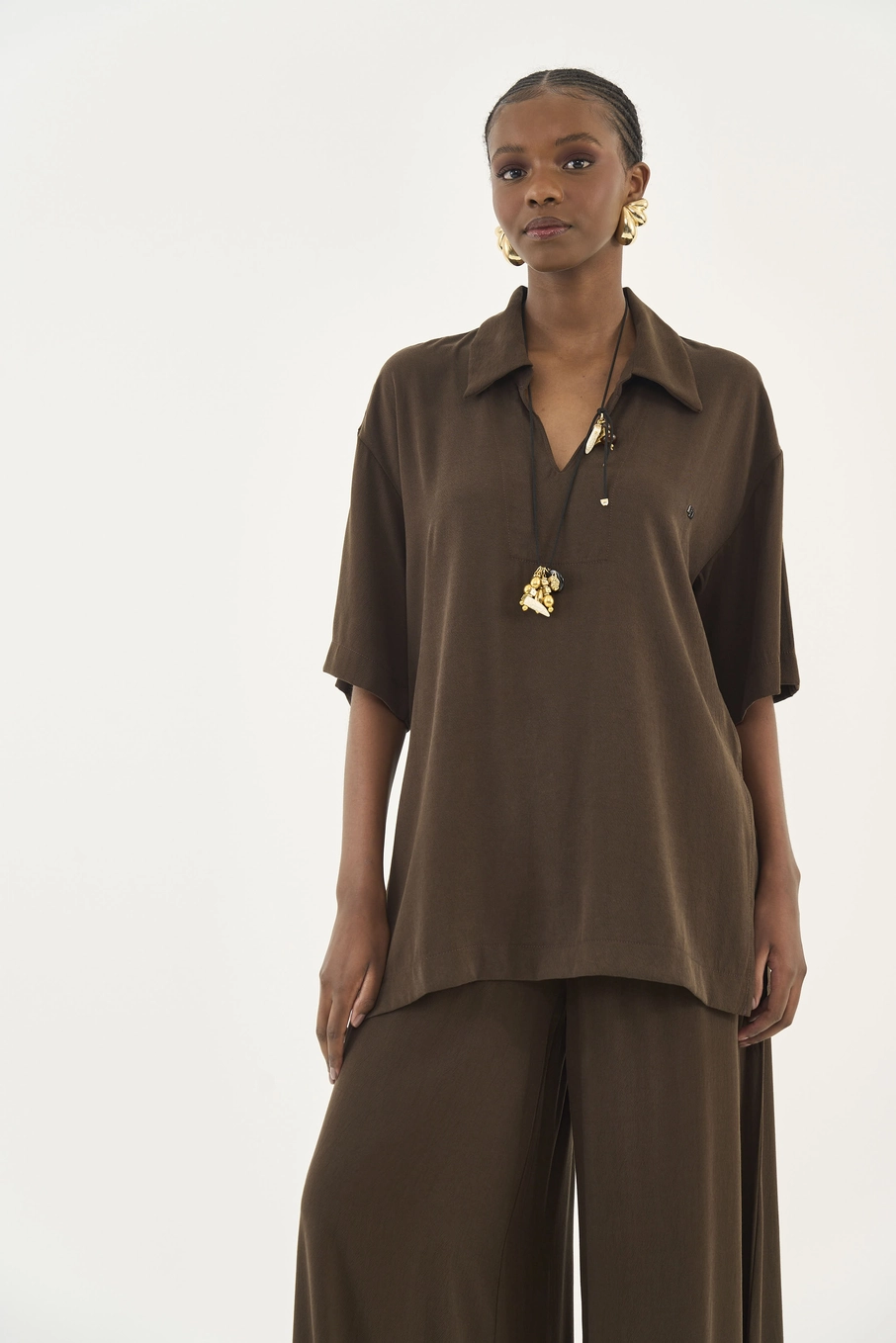Blusa Over Comfort Marrom