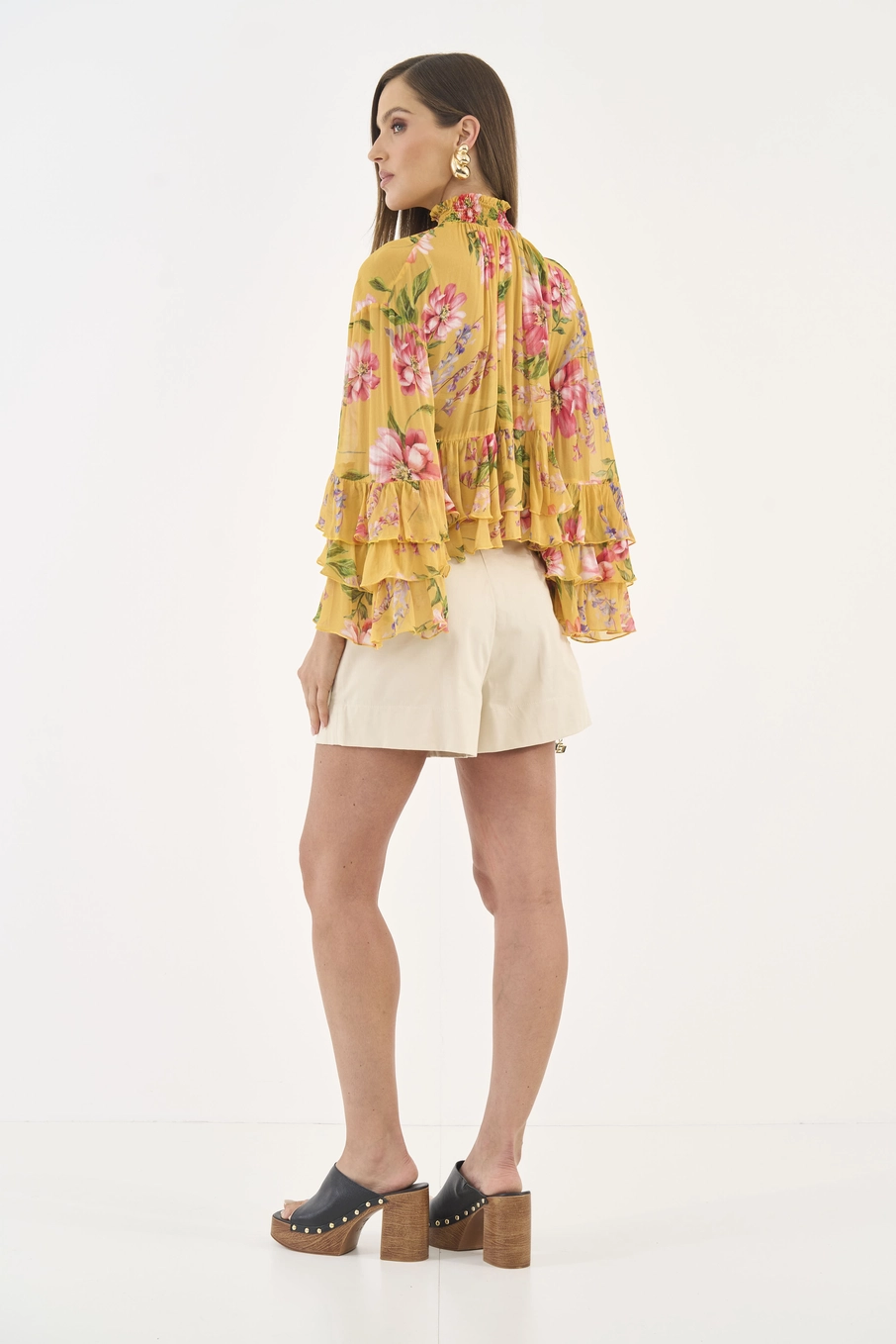 Blusa Estampada Manga Longa Gola Alta Estampados