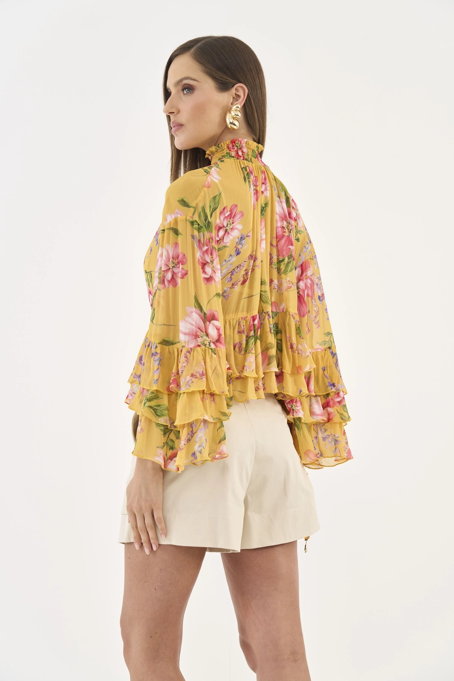 Blusa Estampada Manga Longa Gola Alta Estampados
