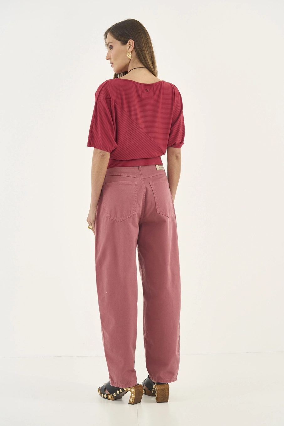 Blusa Canelada Acinturada Vermelho