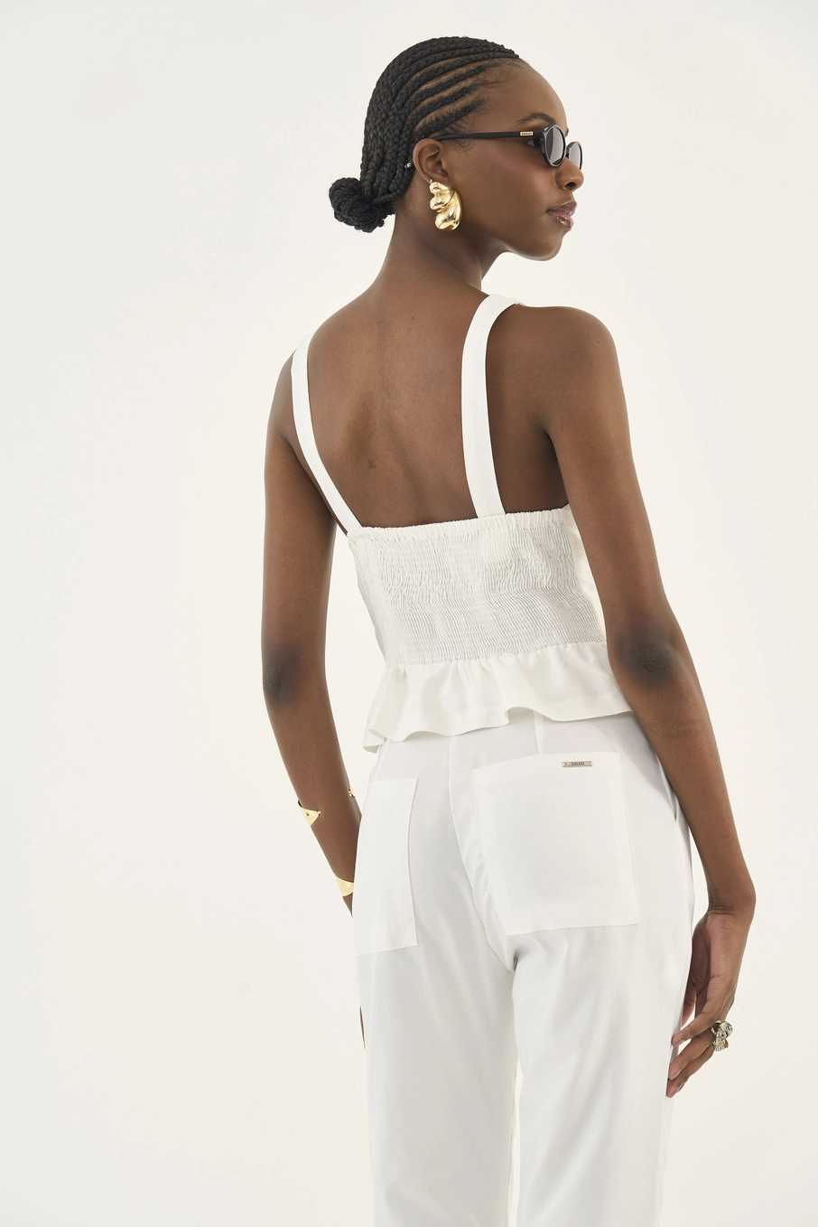 Blusa Comfort Com Linho Decote Em V Off Shell