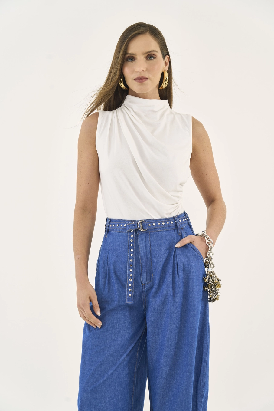 Blusa Comfort Com Drapeado Off Shell