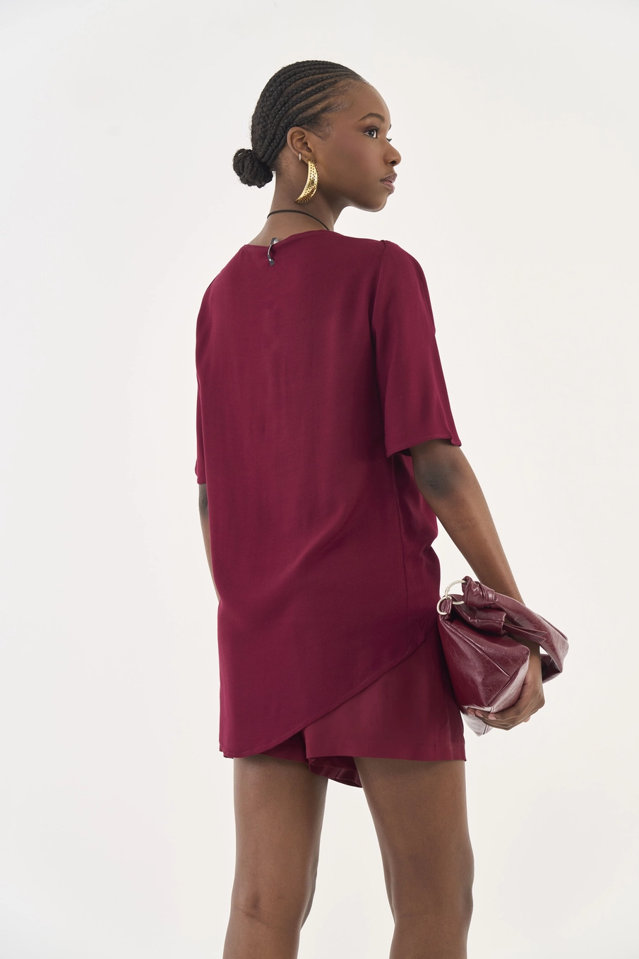 Blusa Comfort Gola Canoa Bordô