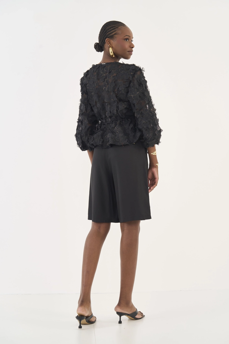 Blusa Comfort Em Tule Com Amarração Preto