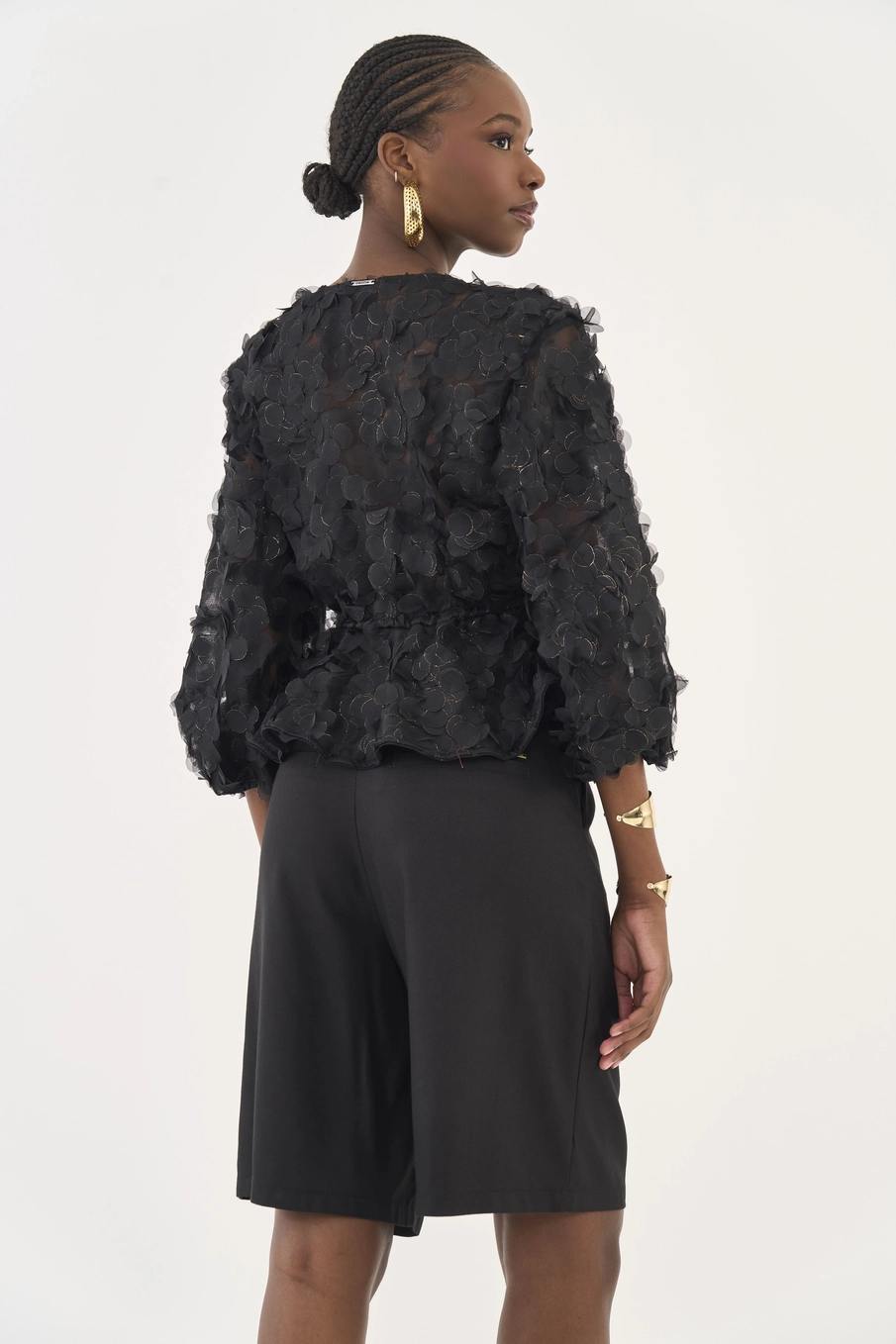 Blusa Comfort Em Tule Com Amarração Preto
