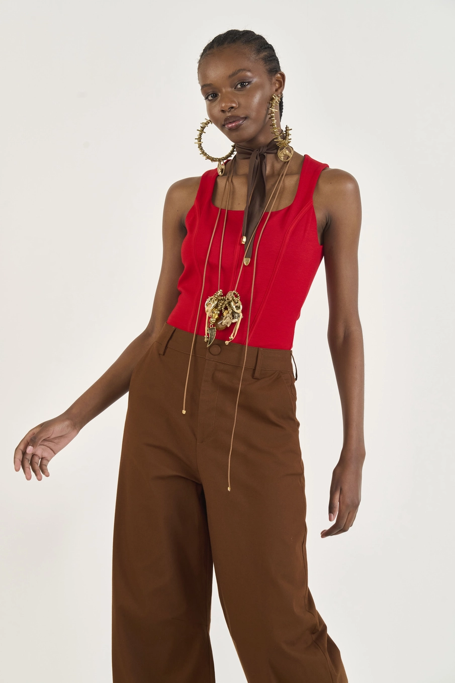 Blusa Slim Decote Quadrado Vermelho