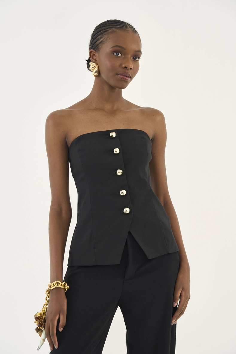 Blusa Alfaiataria Tomara Que Caia