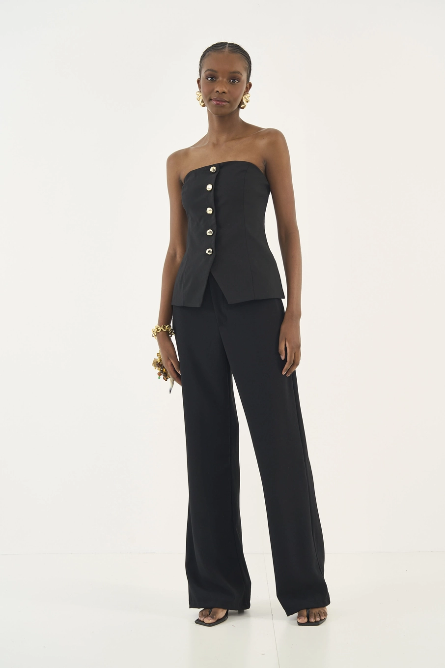 Blusa Alfaiataria Tomara Que Caia Preto