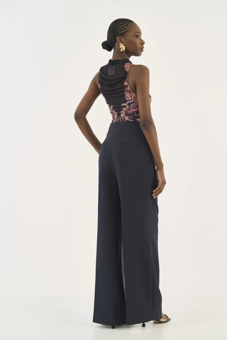 Blusa Em Tule Estampada Com Franzido Estampados